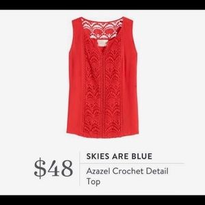 Skies Are Blue Red Lace Top
